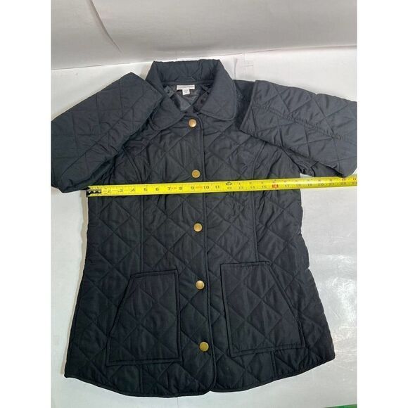 J. Jill Womens Black Quilted Jacket XS Snap Front Classy Equestrian Preppy - Picture 6 of 9